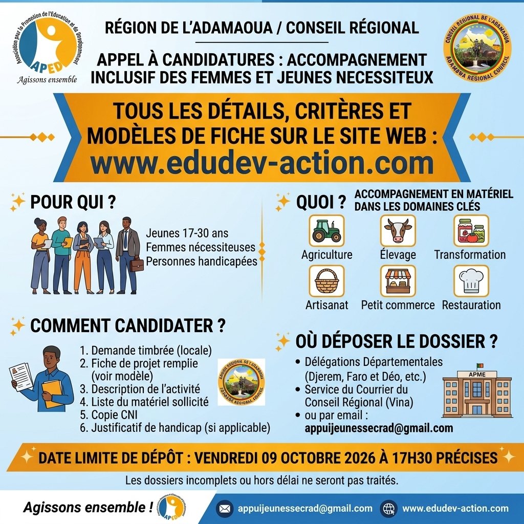 Conseil regional adamaoua appel candidatures 2026