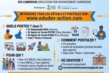 Efa cameroon recrutement 7 postes extreme nord 2026
